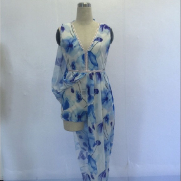 White and Blue Maxi Romper - Picture 7 of 8